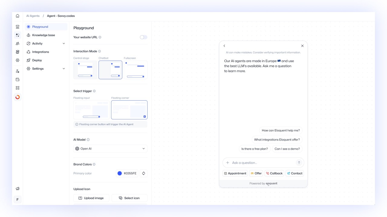 Een screenshot van de Software as a Service van Eloquent.