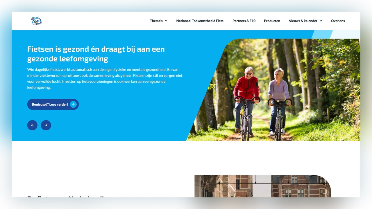 Een screenshot van de website van Tour de Force